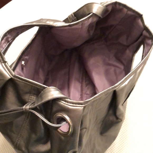 Vintage 80’s/90’s KENRA Metallic Grey Promo Bag Clutch Shoulder Tote - #OS020 - Picture 5 of 11